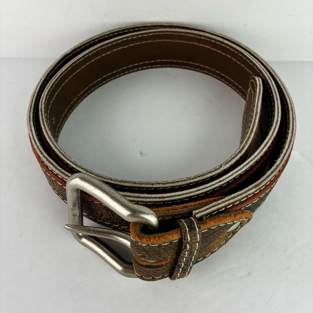 Leather Belt Hand Crafted Double Layer Visible Stitching NWOT